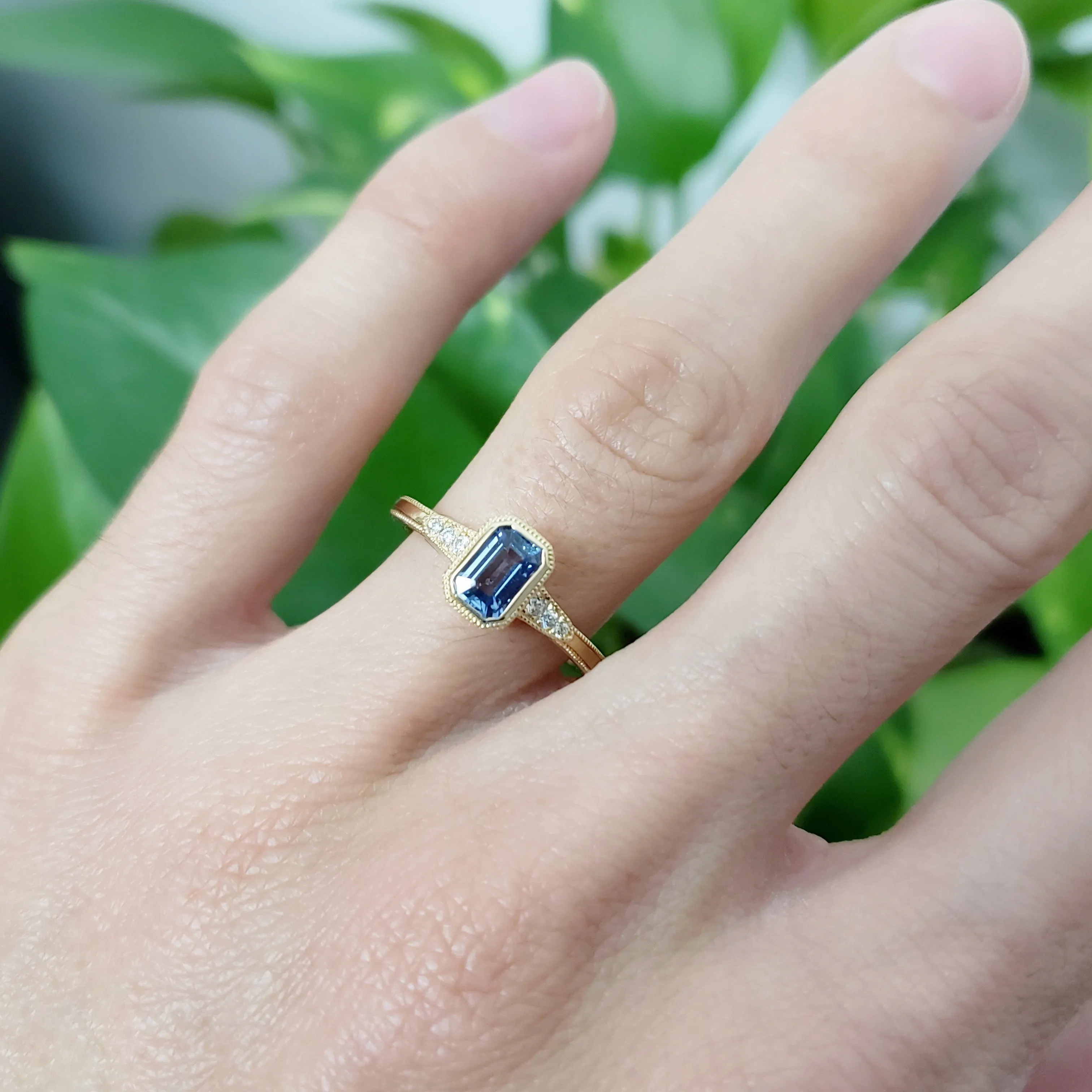 Ella Yellow | Emerald Cut Blue Sapphire