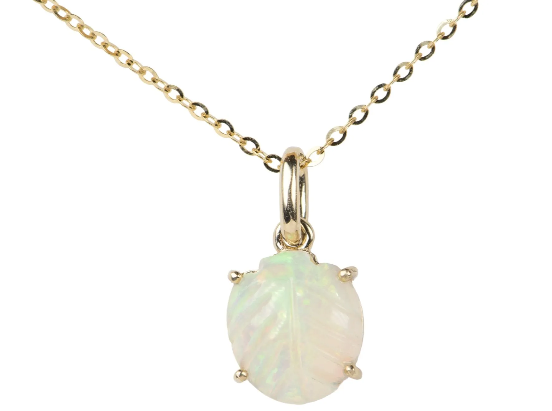 Ethiopian Opal Pineapple Carving 9K Yellow Gold Pendant Charm R4077