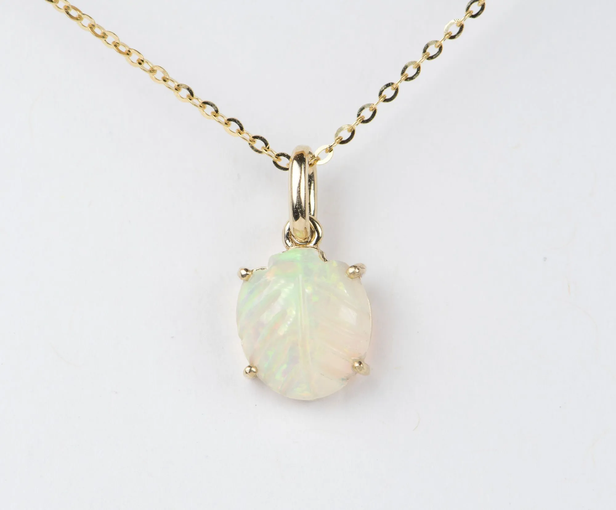 Ethiopian Opal Pineapple Carving 9K Yellow Gold Pendant Charm R4077