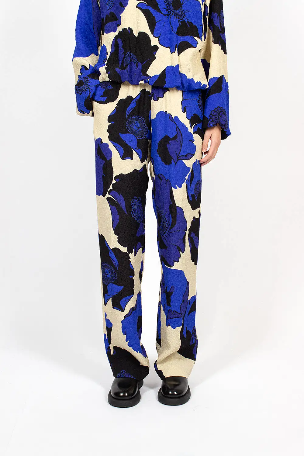 Fluid Floral Trousers Blue