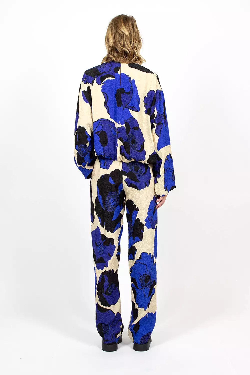 Fluid Floral Trousers Blue