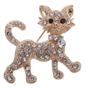 For Women Valentine's Day Present S Animal Tiger Shape Vintage Brooches Jewelry Shining Gold Plated Rhinestone Brooches SM6