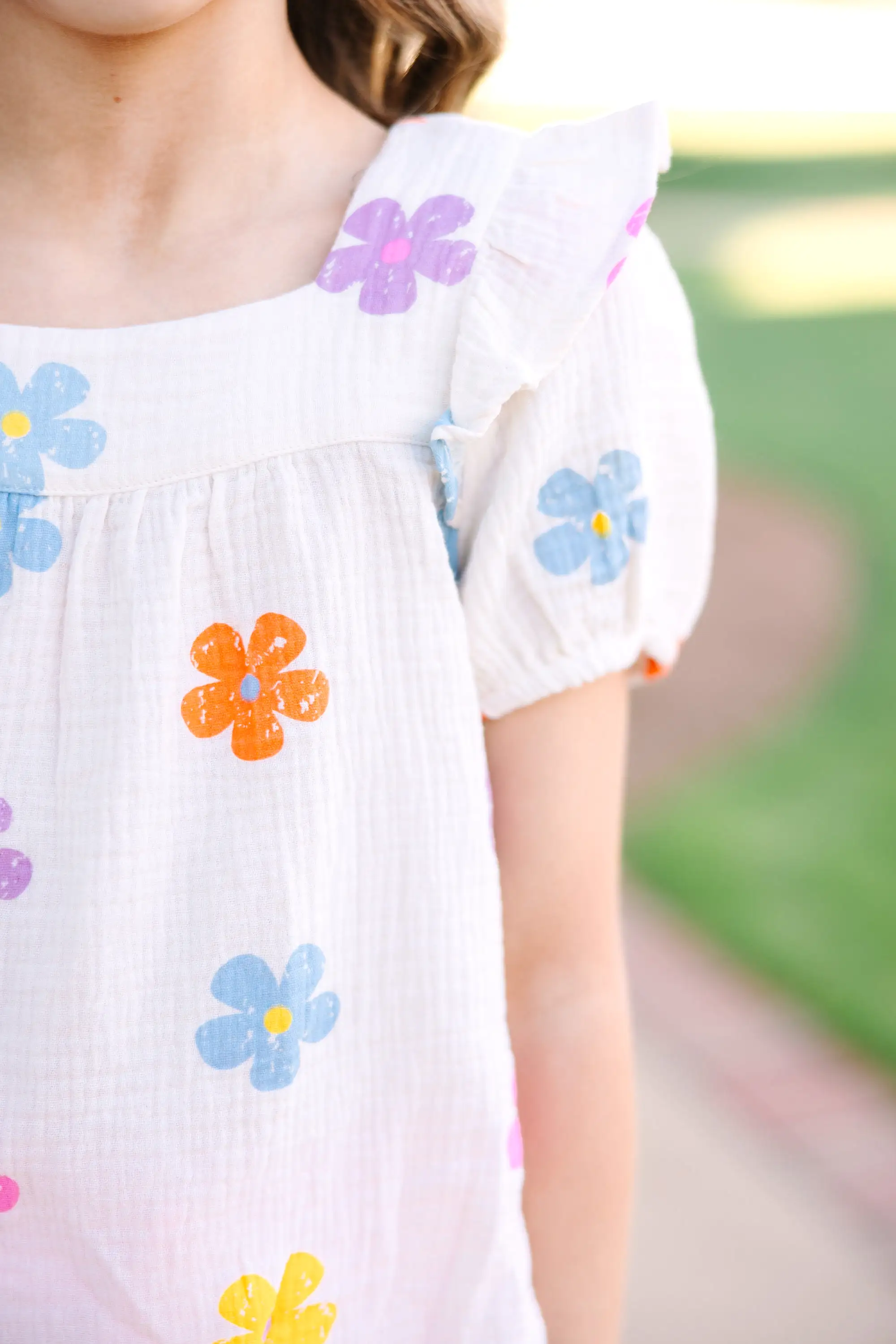 Girls: Playing Games White Floral Blouse