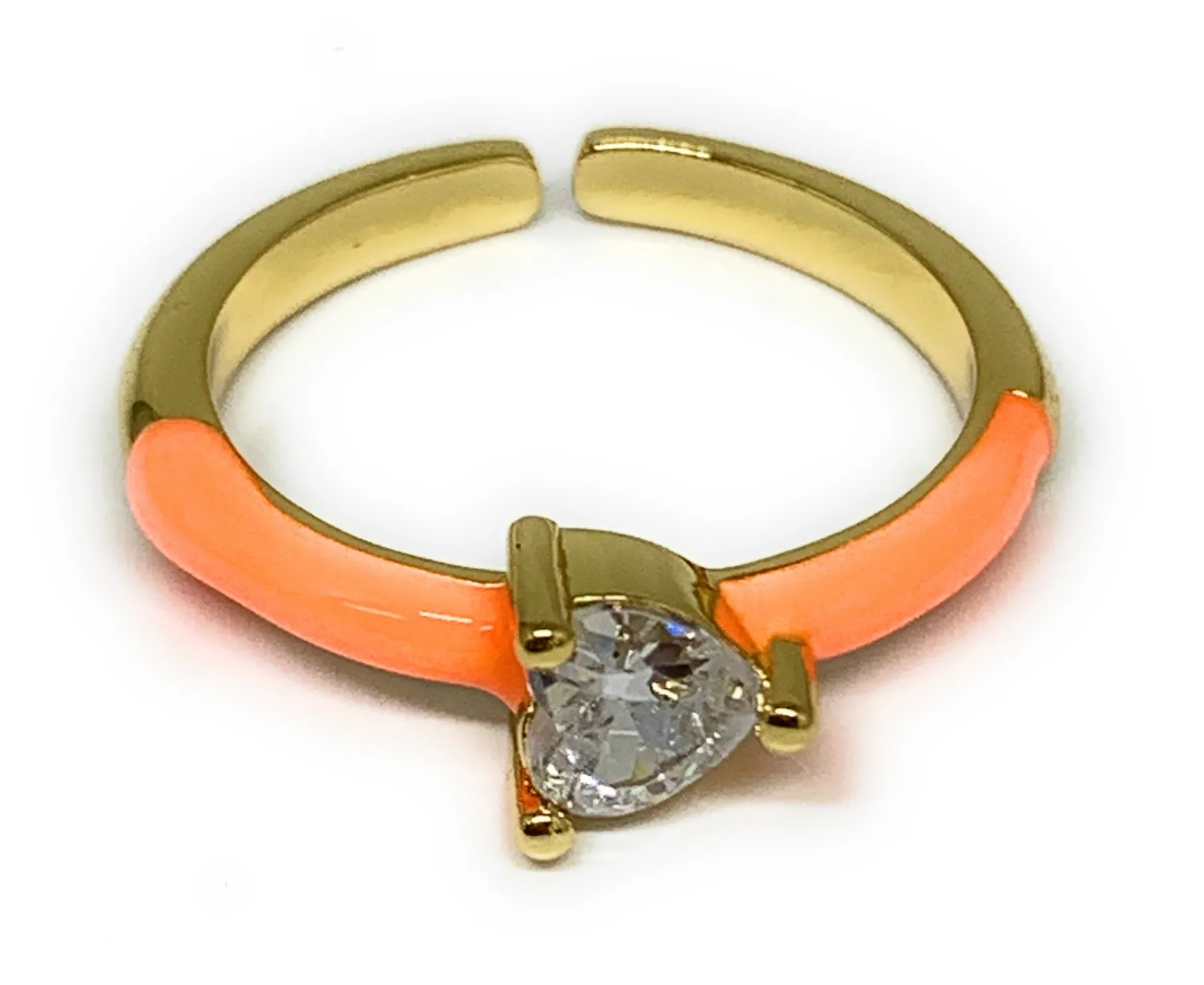 Gold Plated Adjustable Colorful CZ Ring Anillo (WHITE, YELLOW, ORANGE, TURQUOISE, PINK, LIGHT GREEN)