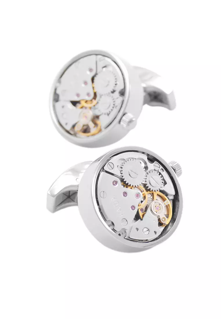 HAPPY FRIDAYS Round Rotatable Movement Watch Cufflinks ZL-JMW004