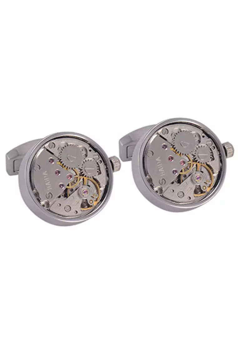 HAPPY FRIDAYS Round Rotatable Movement Watch Cufflinks ZL-JMW004