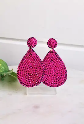 Harper Beaded Earrings in Fuchsia