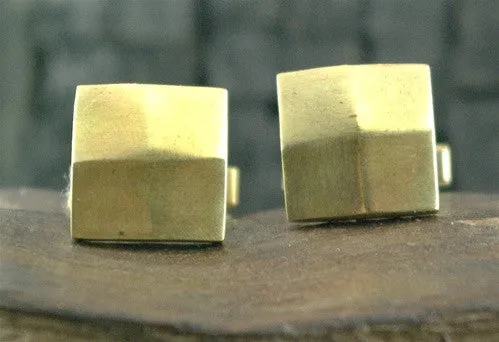 Heston Chiseled Checkerboard 18K Yellow Gold Cufflinks