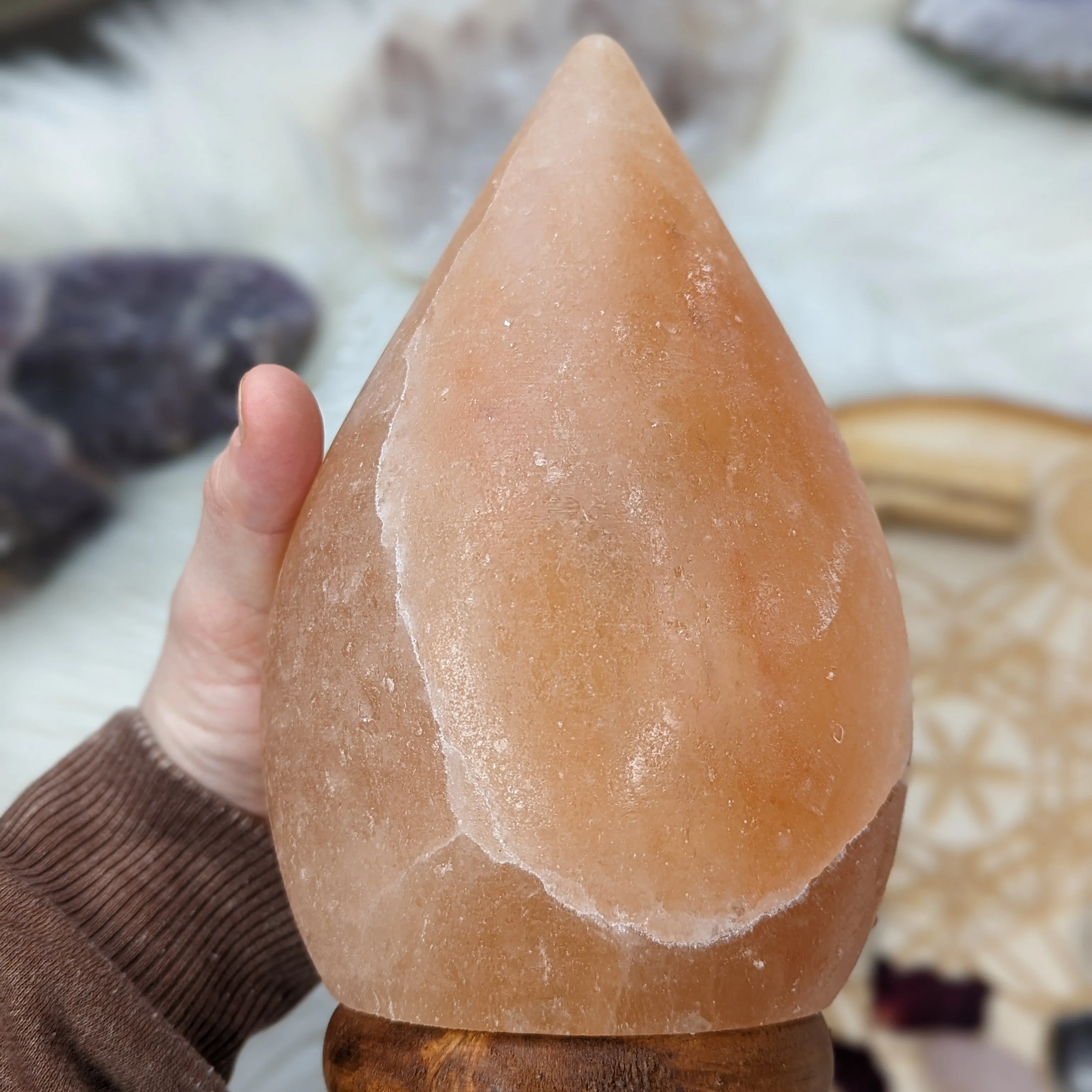 Himalayan Salt Lamp Teardrop Carving ~ Includes Cord Switch and Bulb