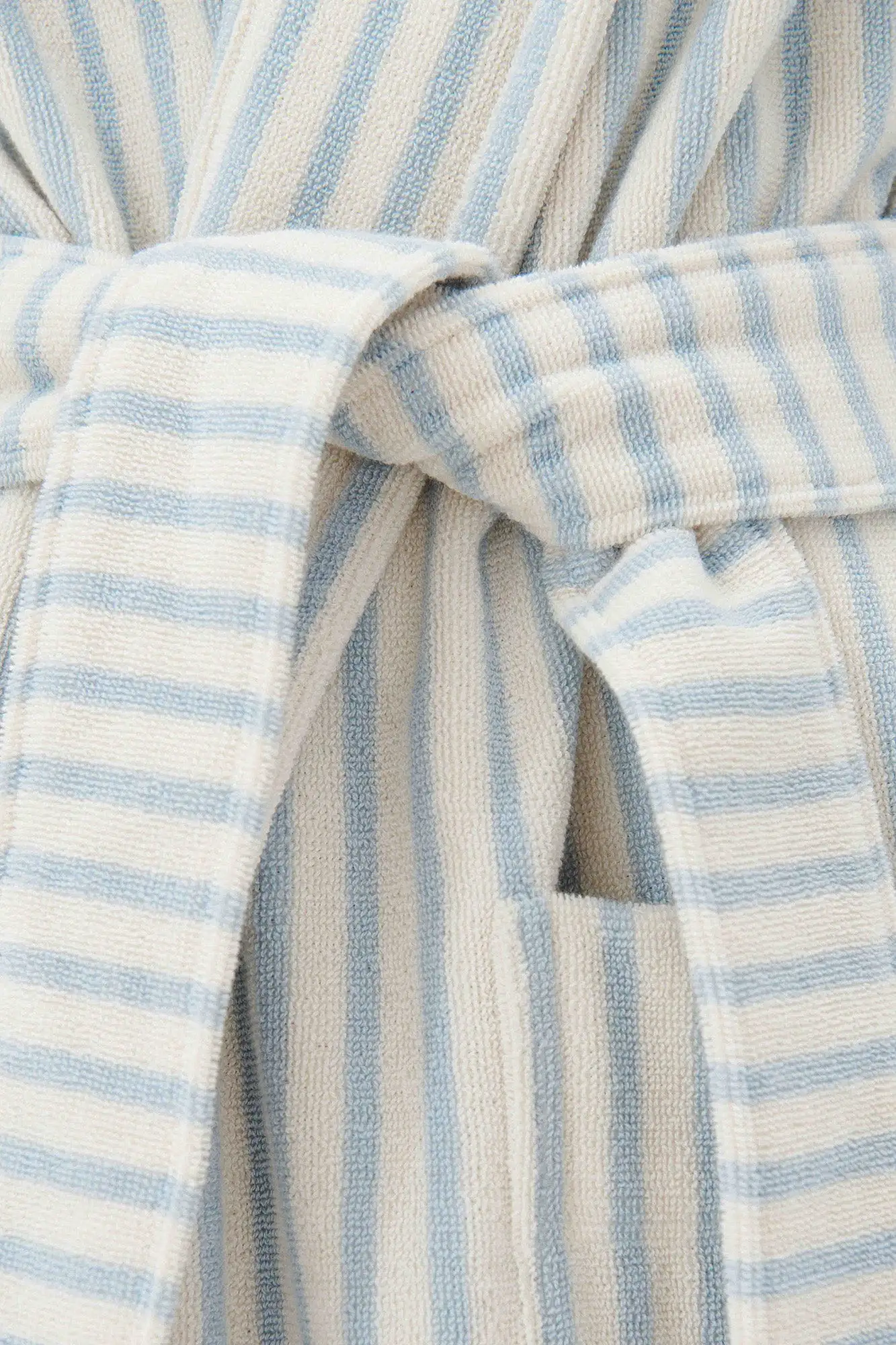 Hooded Bathrobe Soft Blue Stripe