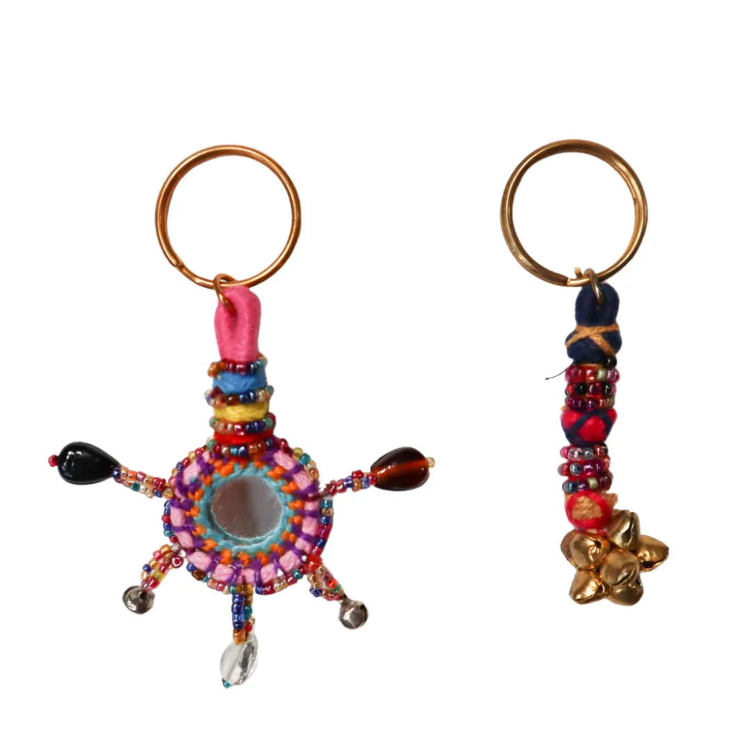 INDIA BEADED/POMS KEYCHAIN-MONIKA