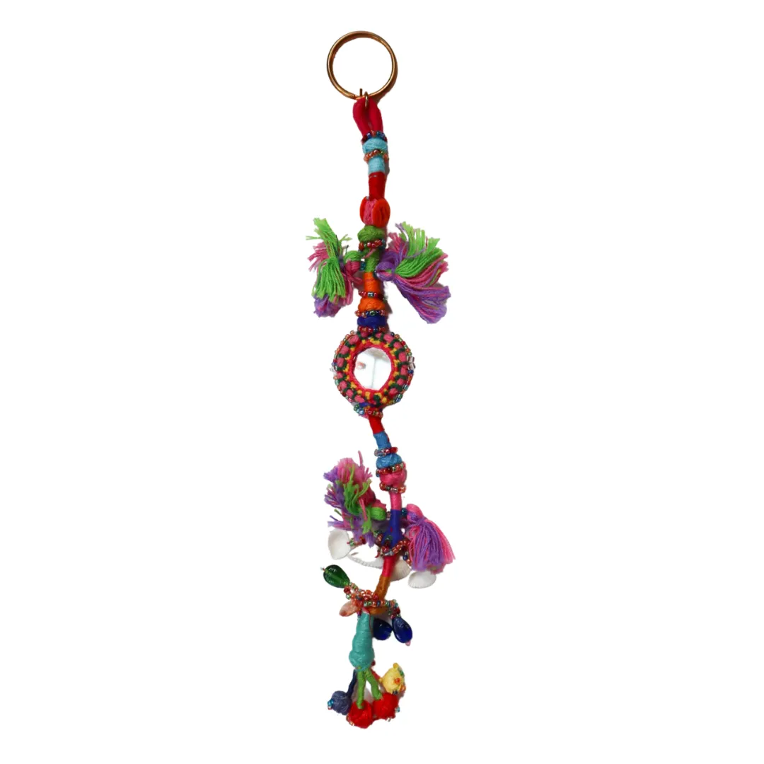 INDIA BEADED/POMS KEYCHAIN-MONIKA