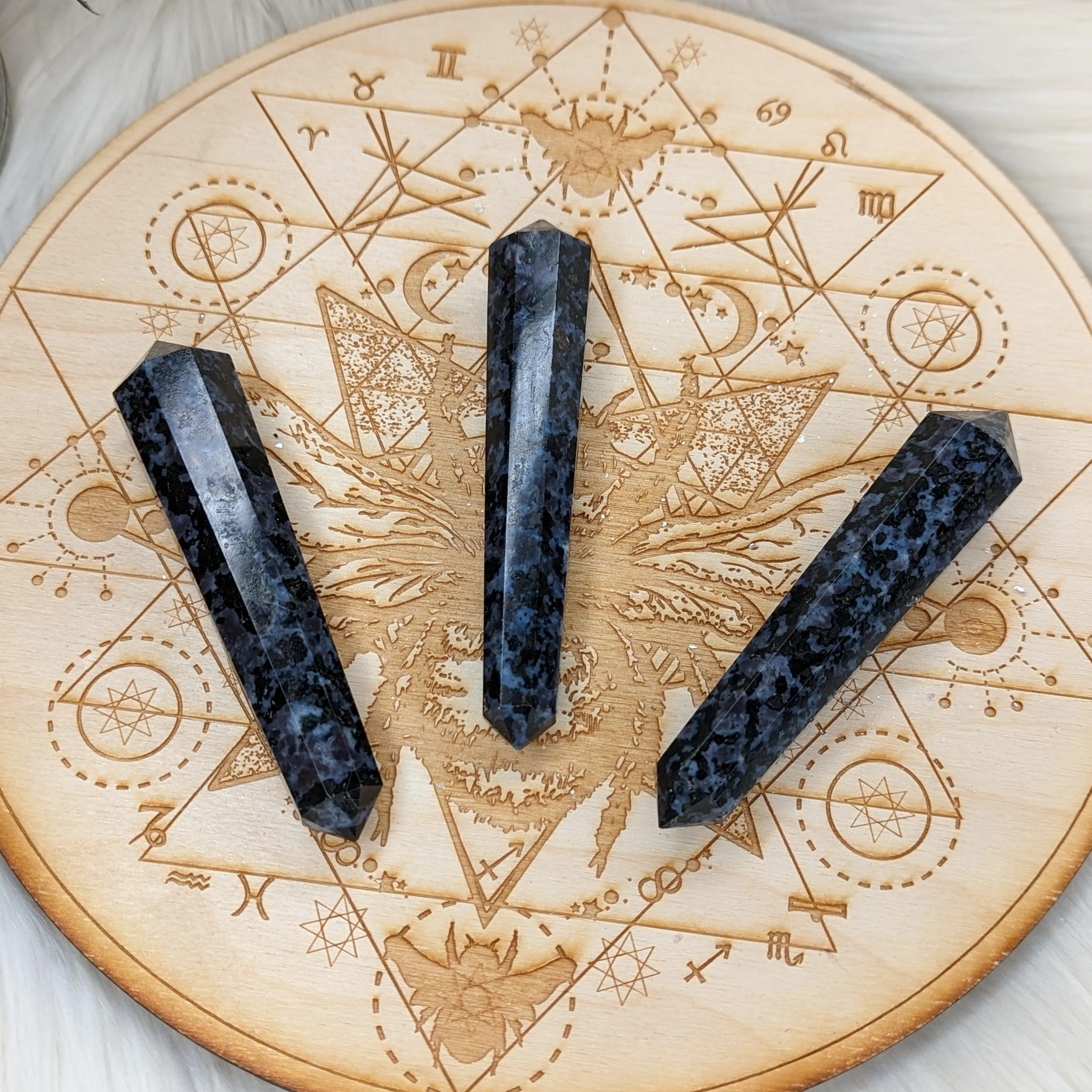 Indigo Gabbro Healing Wand Carving ~ Stone of Alchemy