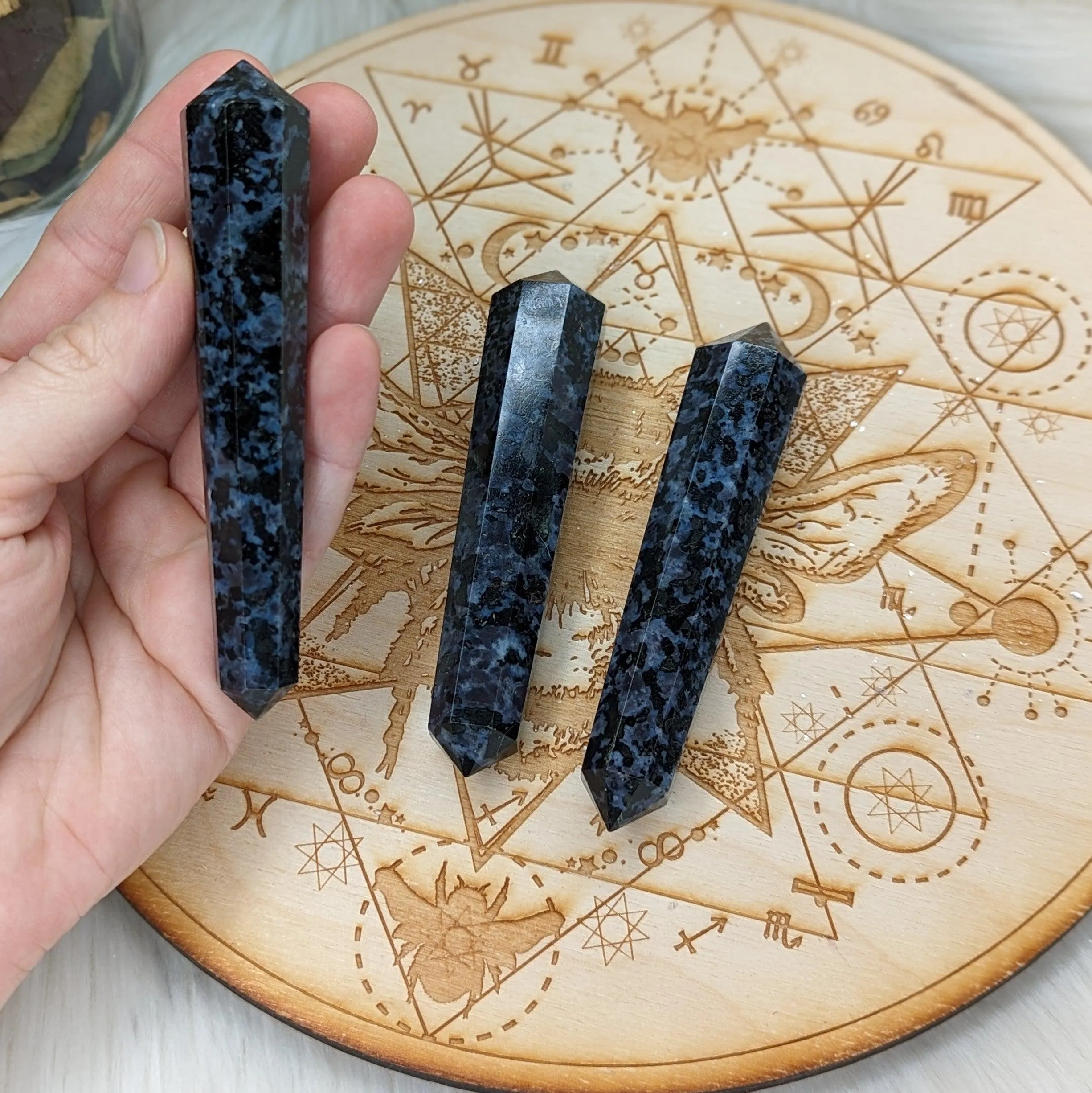 Indigo Gabbro Healing Wand Carving ~ Stone of Alchemy