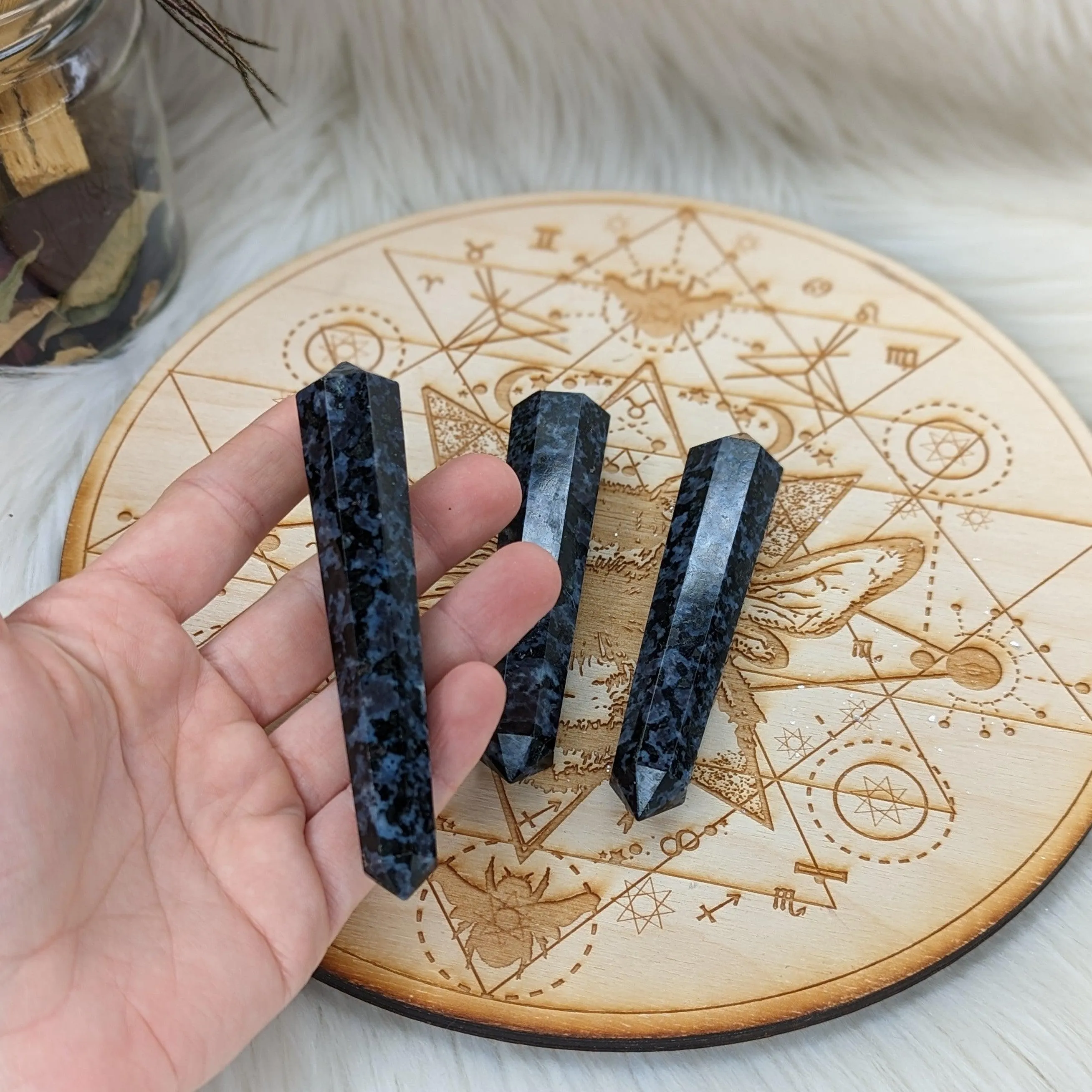 Indigo Gabbro Healing Wand Carving ~ Stone of Alchemy