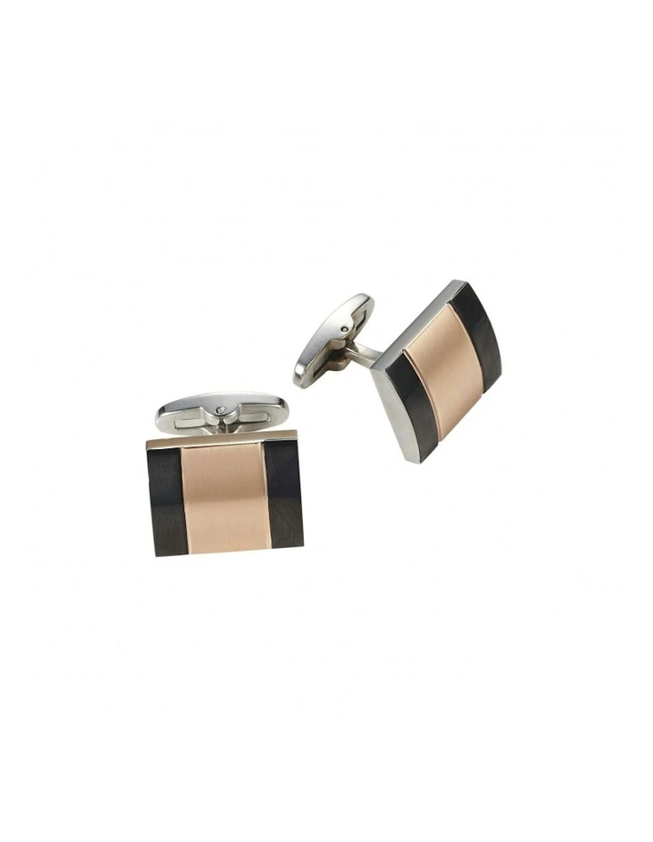 Ion Plated Polished and Brushed Gold Cufflinks in Multi