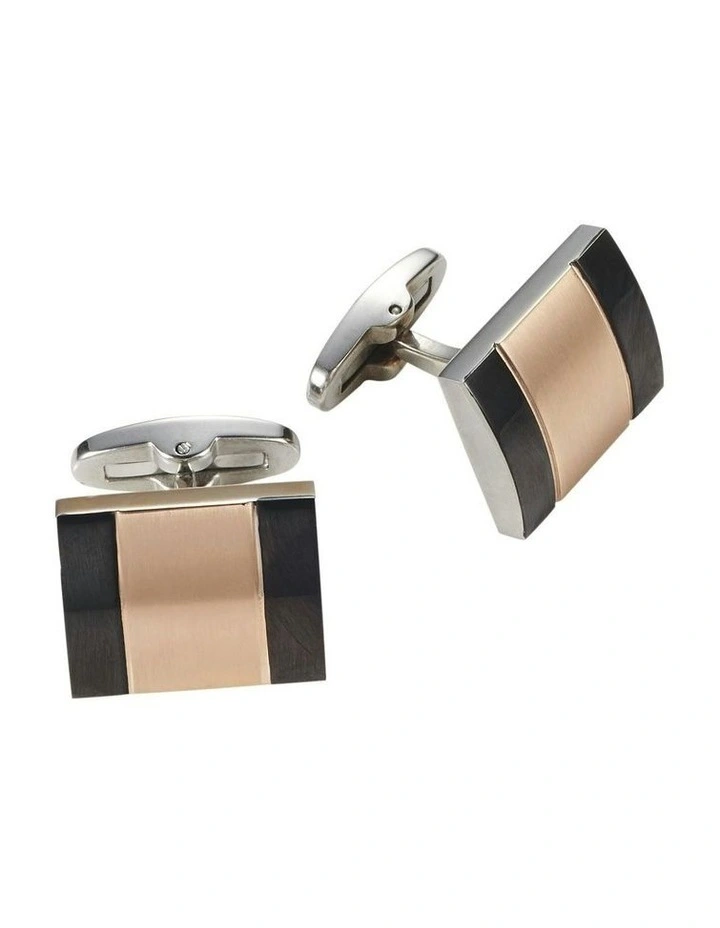 Ion Plated Polished and Brushed Gold Cufflinks in Multi