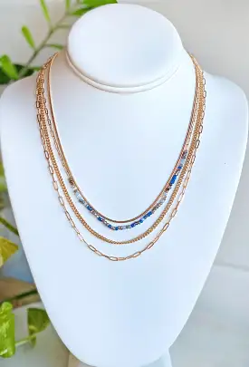 It Girl Layered Necklace in Blue