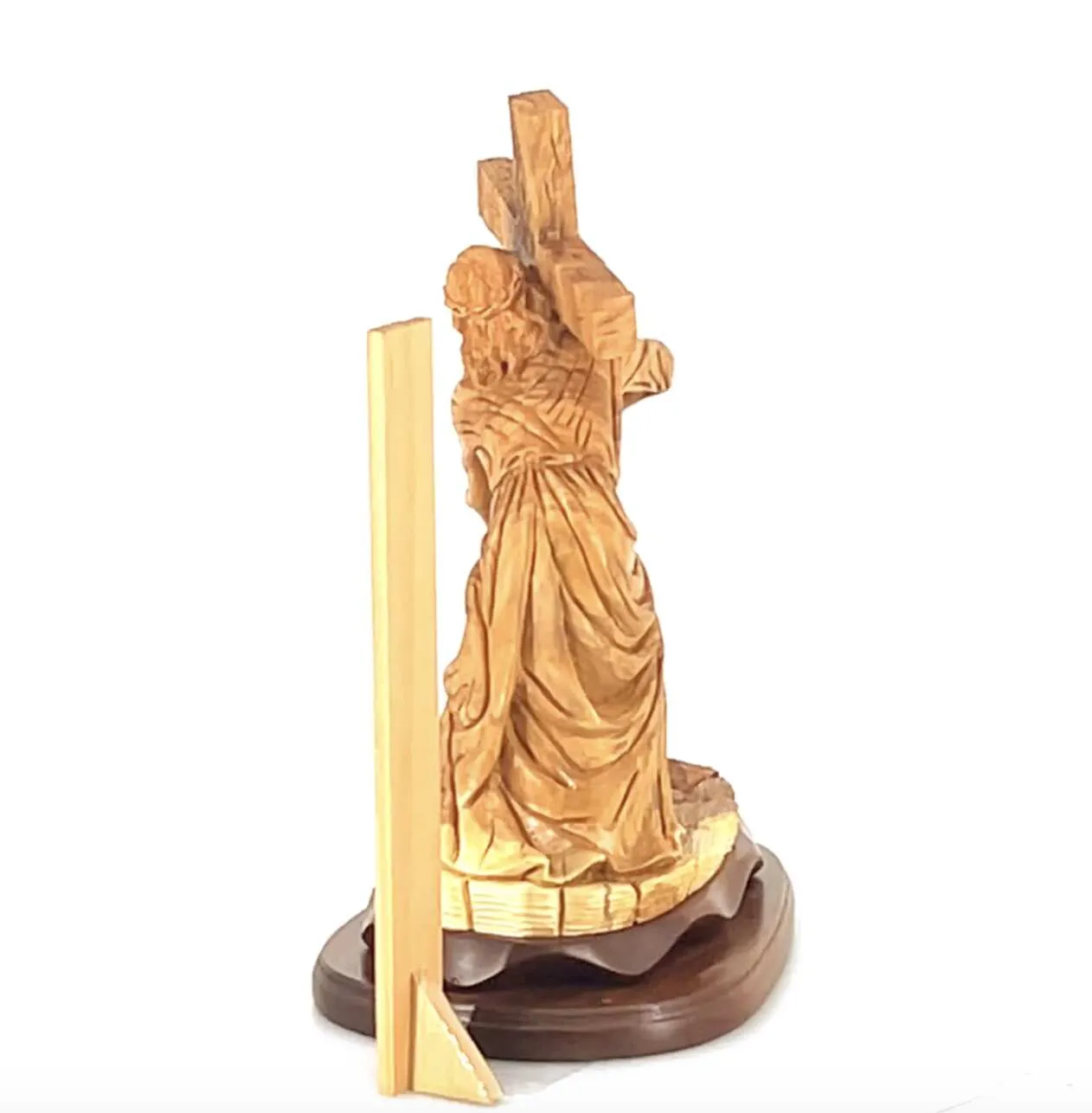 Jesus Christ Carrying Cross Statue, Wood Carving 15.7