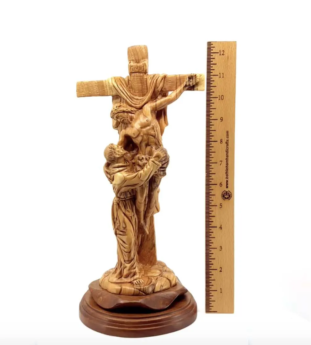 Jesus Crucified on Cross, Christ Embraced by St. Francis Assisi , 13.2 Carving