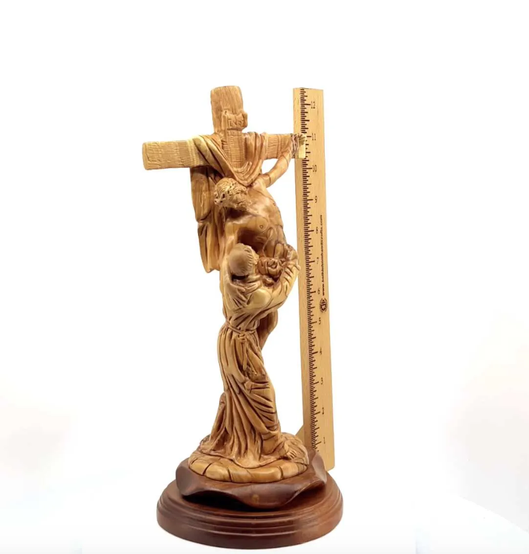 Jesus Crucified on Cross, Christ Embraced by St. Francis Assisi , 13.2 Carving