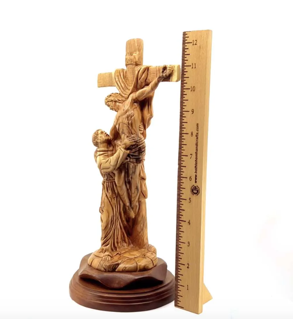 Jesus Crucified on Cross, Christ Embraced by St. Francis Assisi , 13.2 Carving