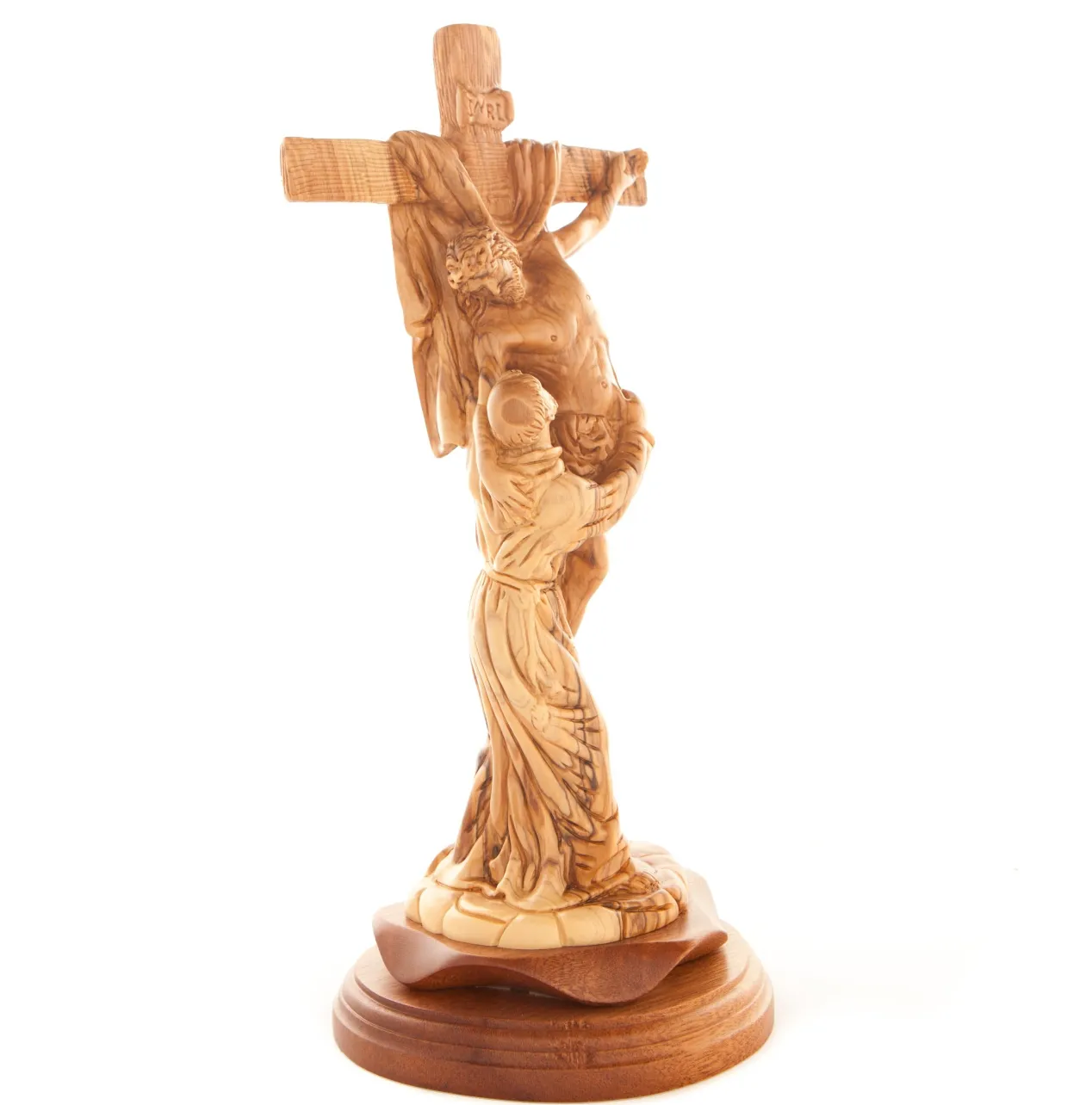 Jesus Crucified on Cross, Christ Embraced by St. Francis Assisi , 13.2 Carving