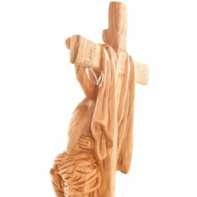 Jesus Crucified on Cross, Christ Embraced by St. Francis Assisi , 13.2 Carving