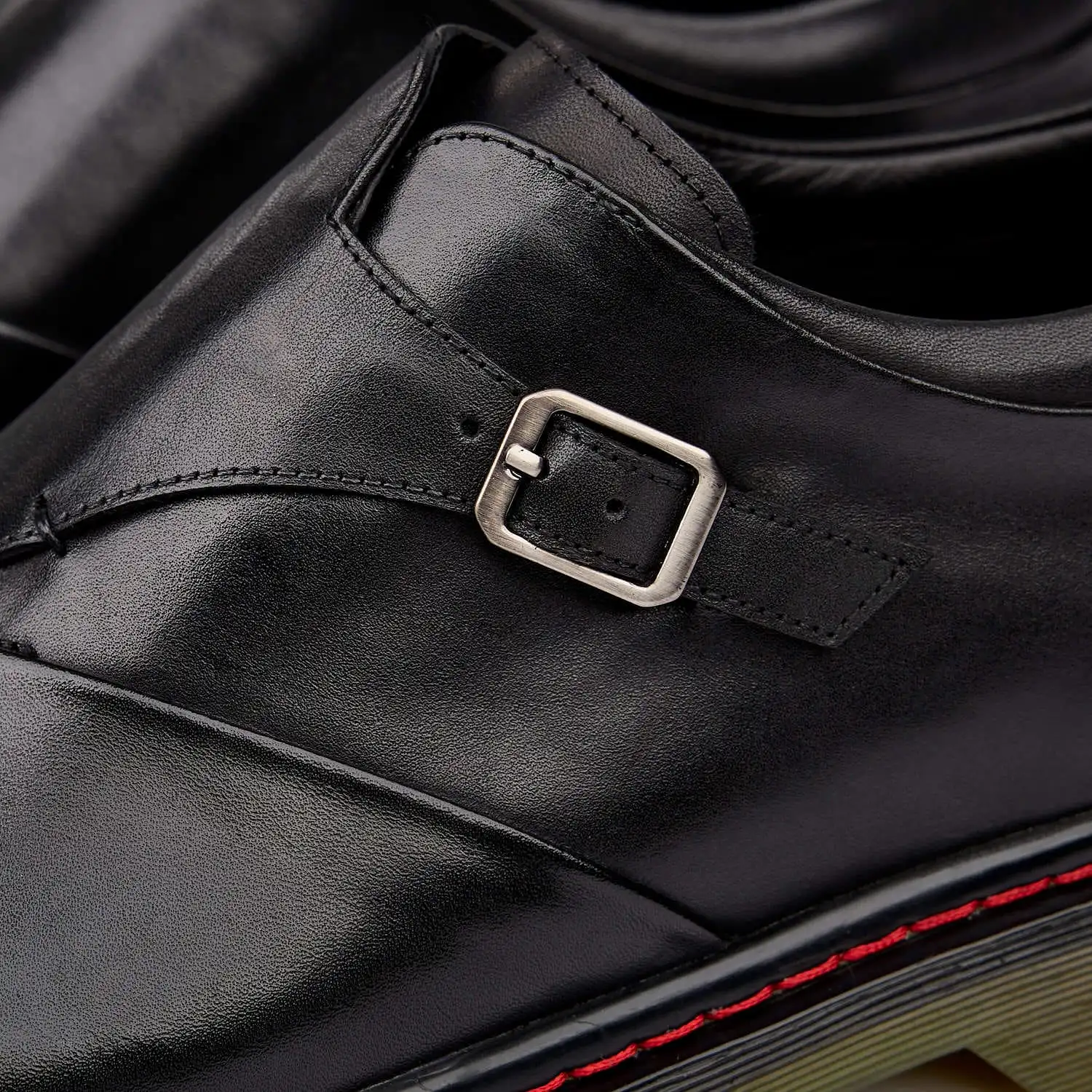 Kendrick Black Leather Monk Straps