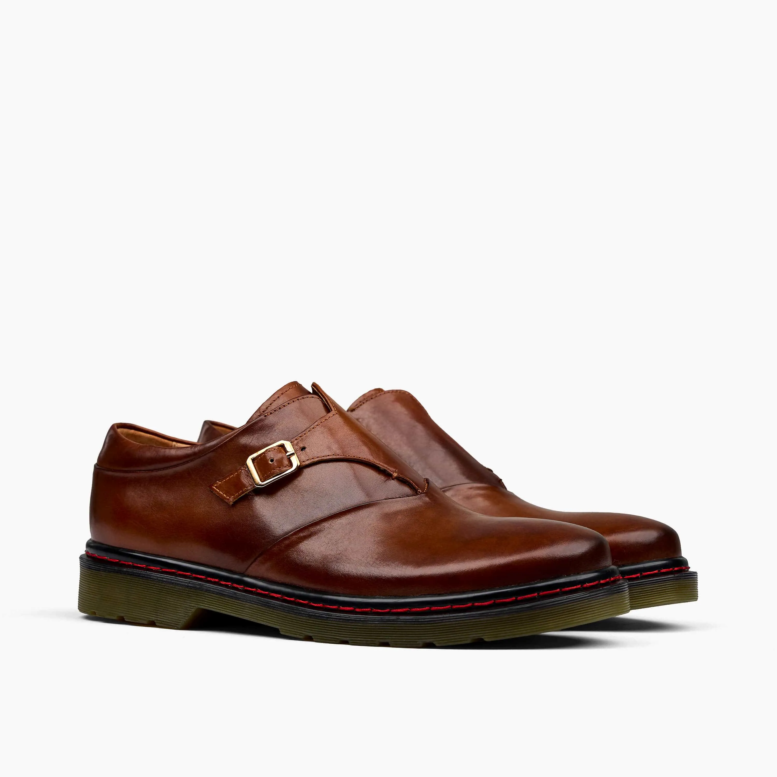 Kendrick Cognac Leather Monk Straps