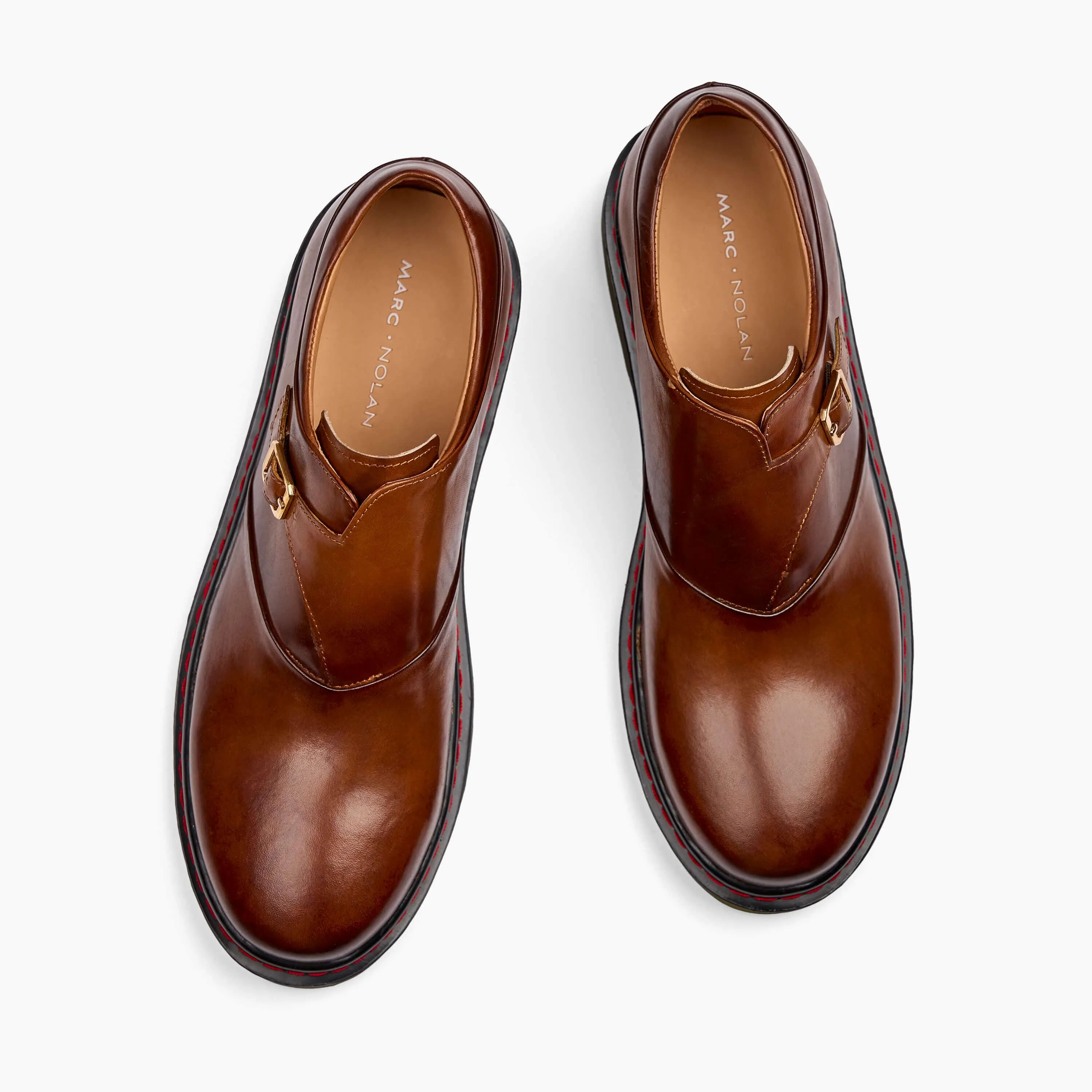 Kendrick Cognac Leather Monk Straps