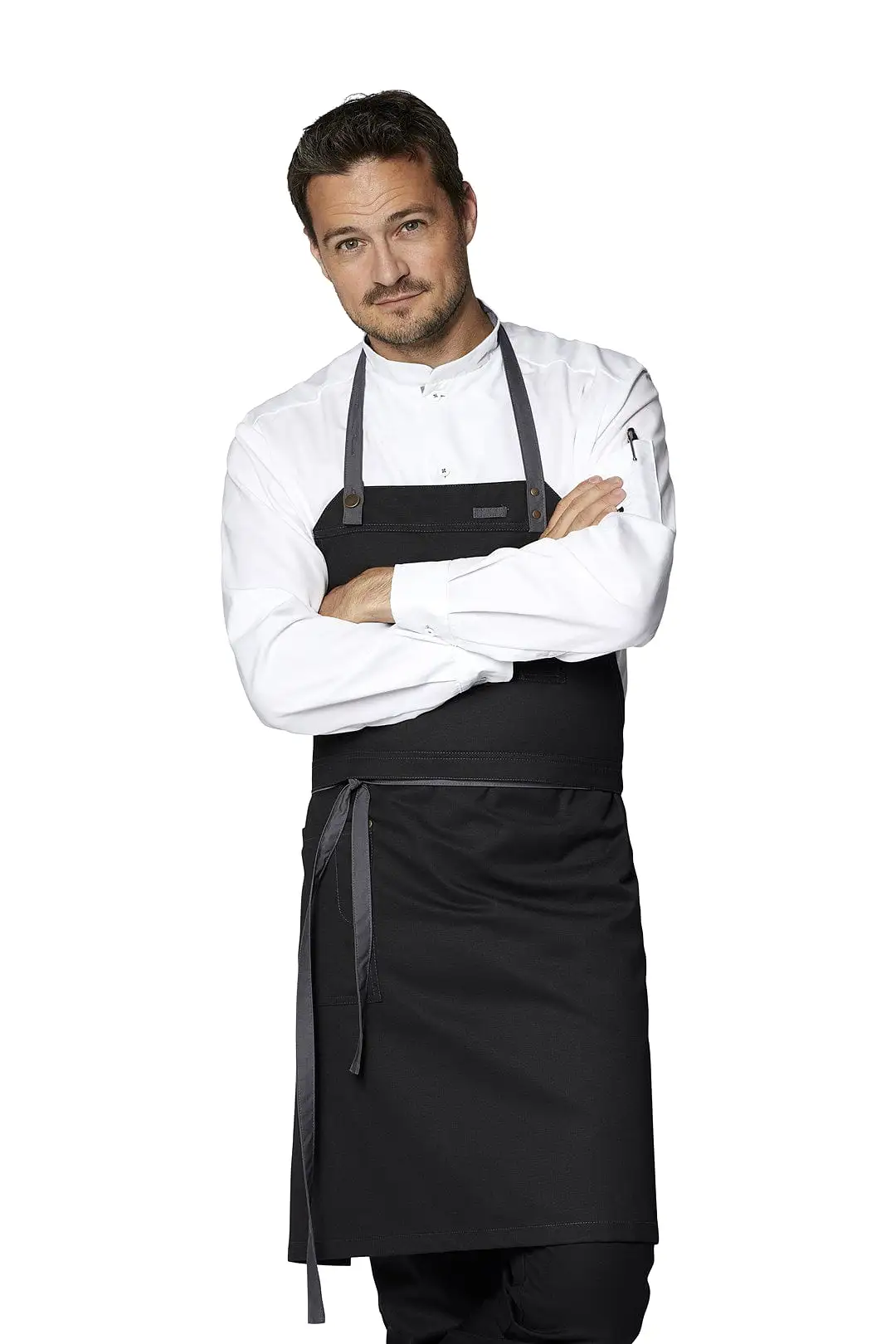 Kentaur 30360 Black Raw Bib Apron