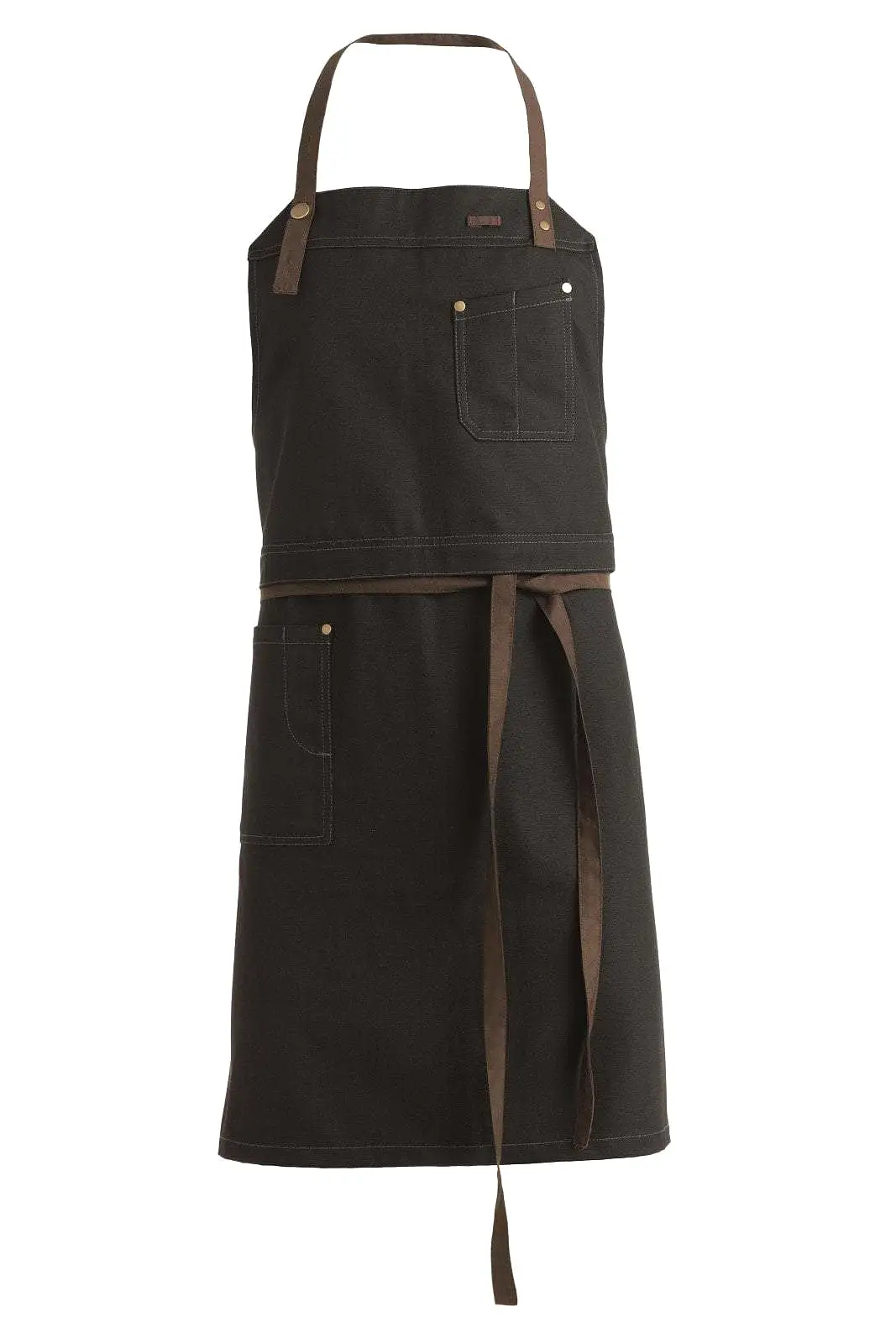 Kentaur 30360 Black/Brown Raw Bib Apron