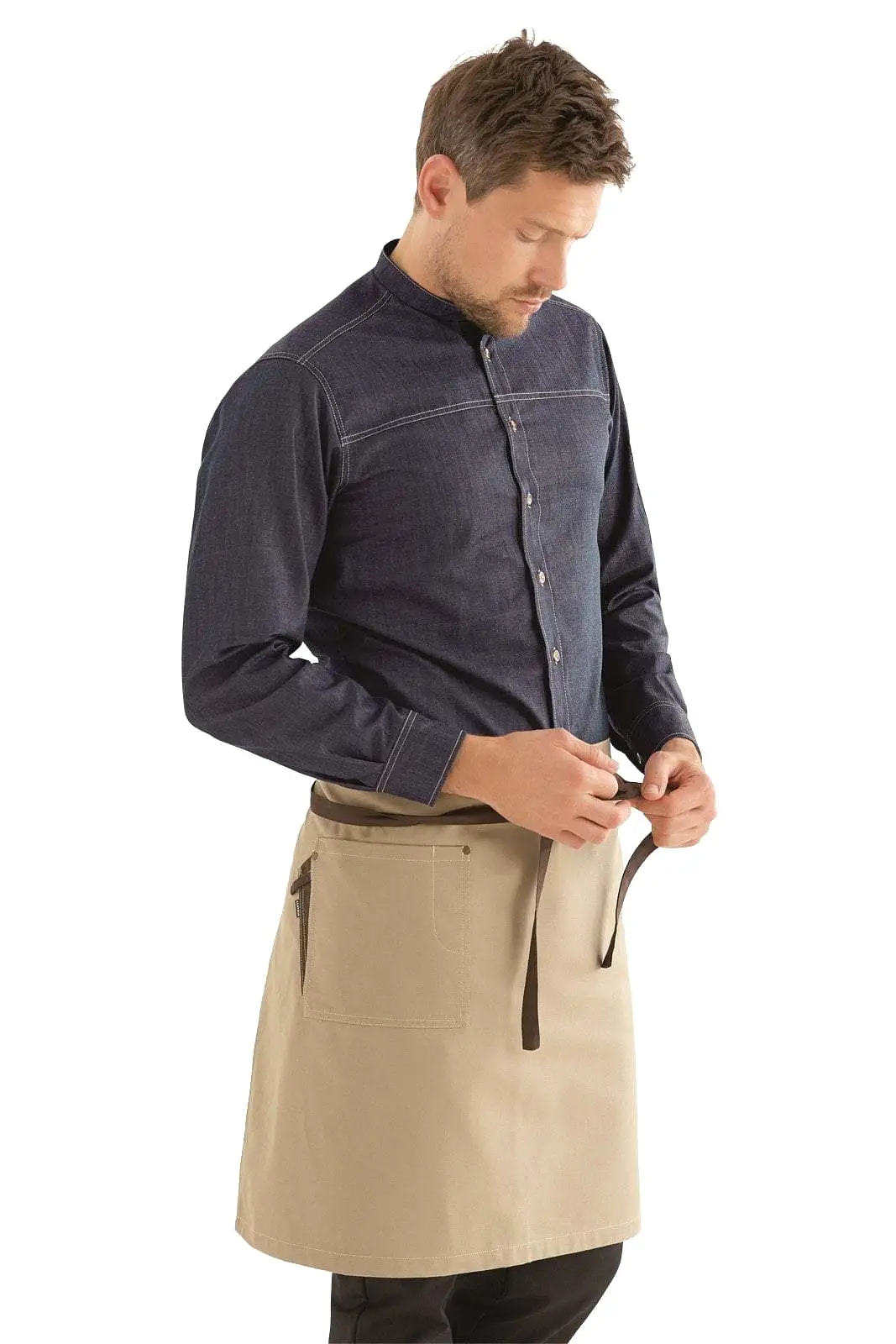 Kentaur 30360 Black/Brown Raw Bib Apron