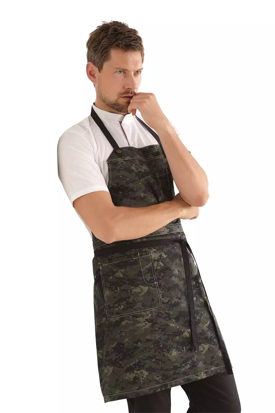 Kentaur 30360 Black/Brown Raw Bib Apron