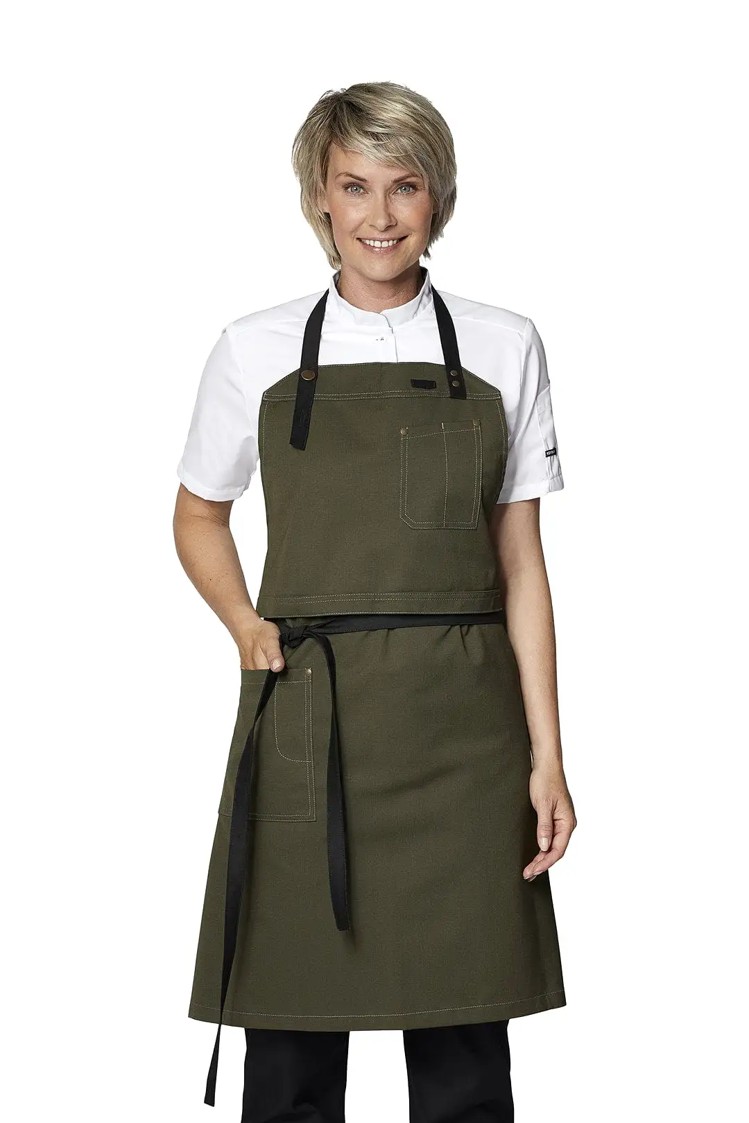 Kentaur 30360 Cypres Olive Raw Bib Apron