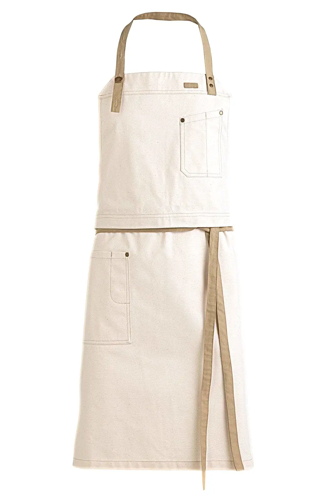 Kentaur 30360 Khaki Raw Bib Apron