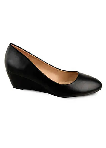 Kieran Black Low Wedge Court Shoes by Where’s That From | Look Again