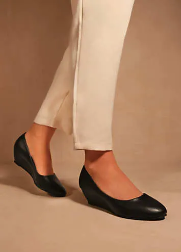 Kieran Black Low Wedge Court Shoes by Where’s That From | Look Again