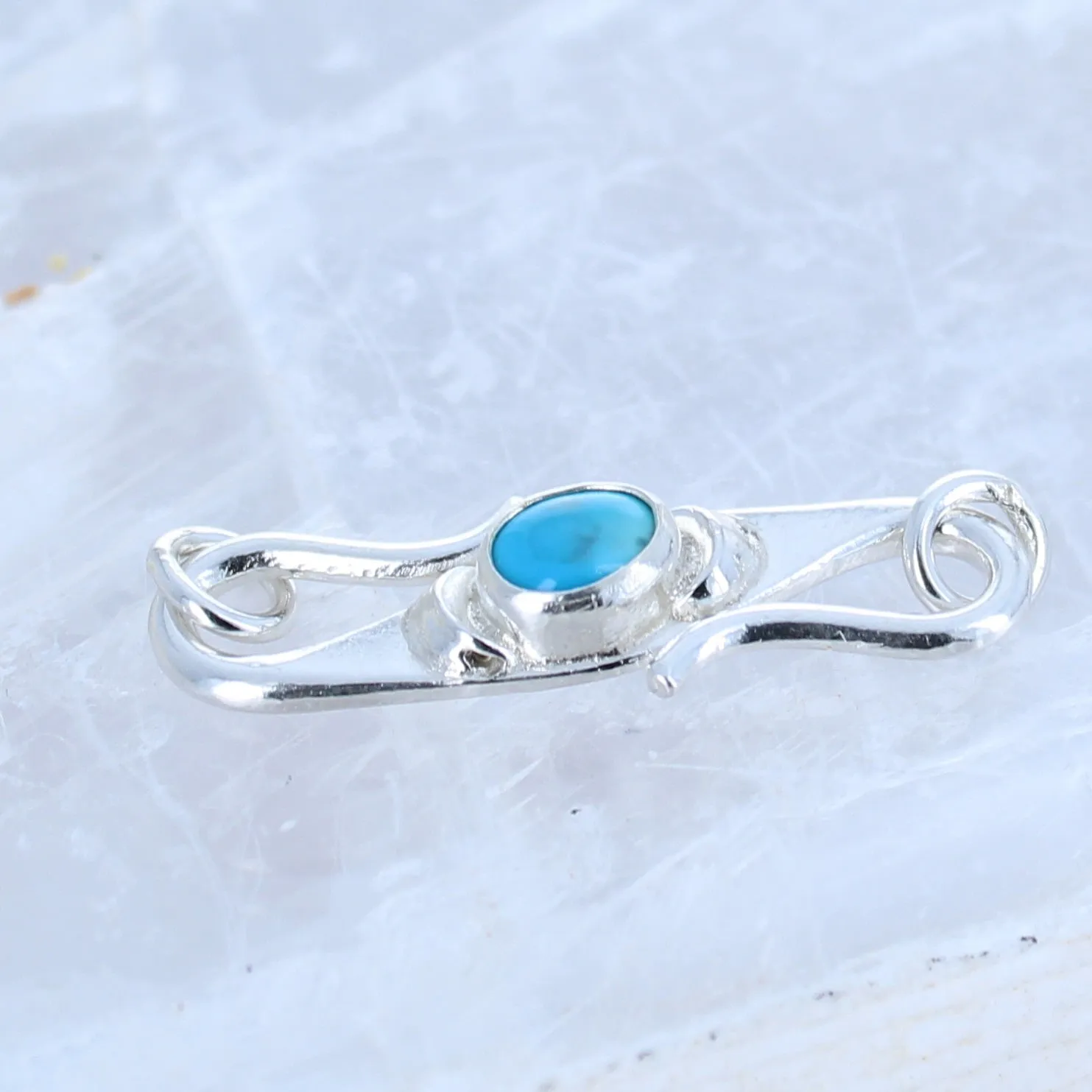 Kingman Turquoise Clasp S Shaped Sterling Moons Mixed Shape