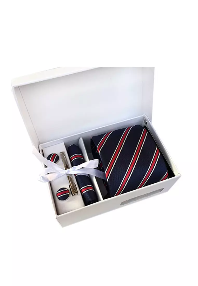 Kings Collection Blue Tie, Pocket Square, Cufflinks, Tie Clip 4 Pieces Gift Set (KCBT2078)