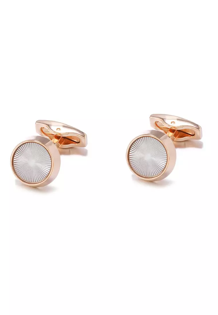 Kings Collection Rose Gold Geometric Pattern Cufflinks (KC10227)