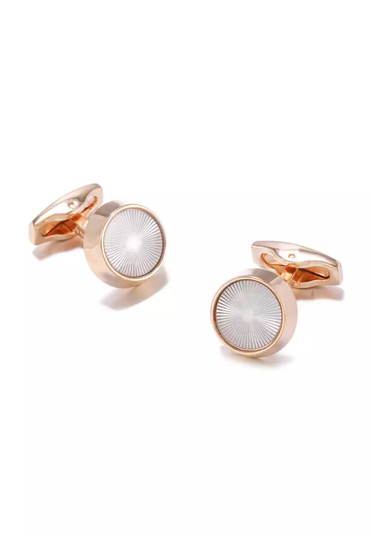 Kings Collection Rose Gold Geometric Pattern Cufflinks (KC10227)