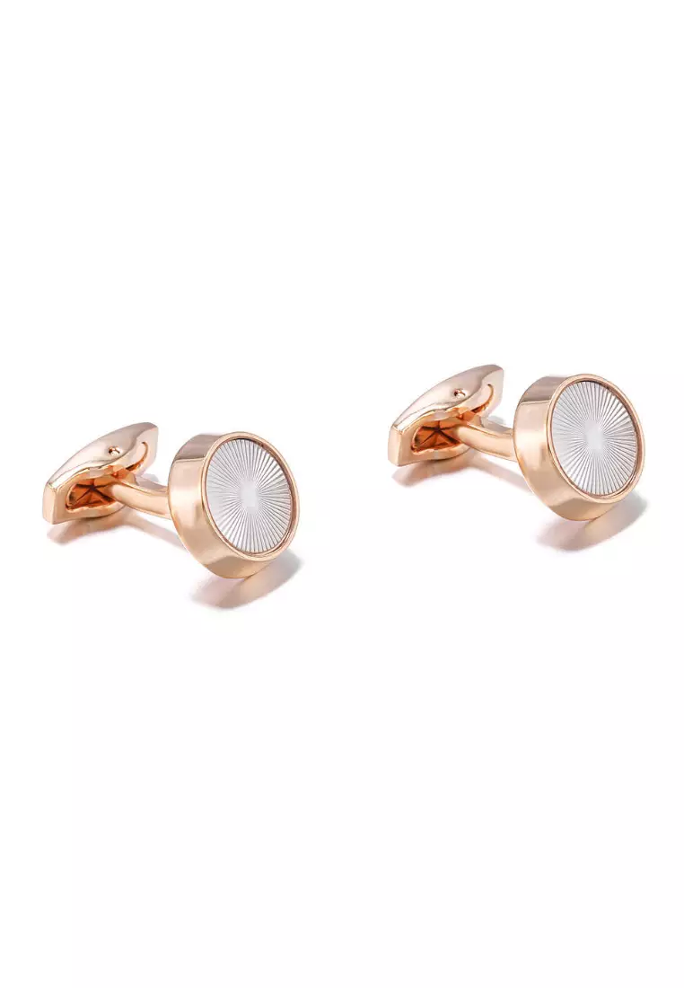 Kings Collection Rose Gold Geometric Pattern Cufflinks (KC10227)