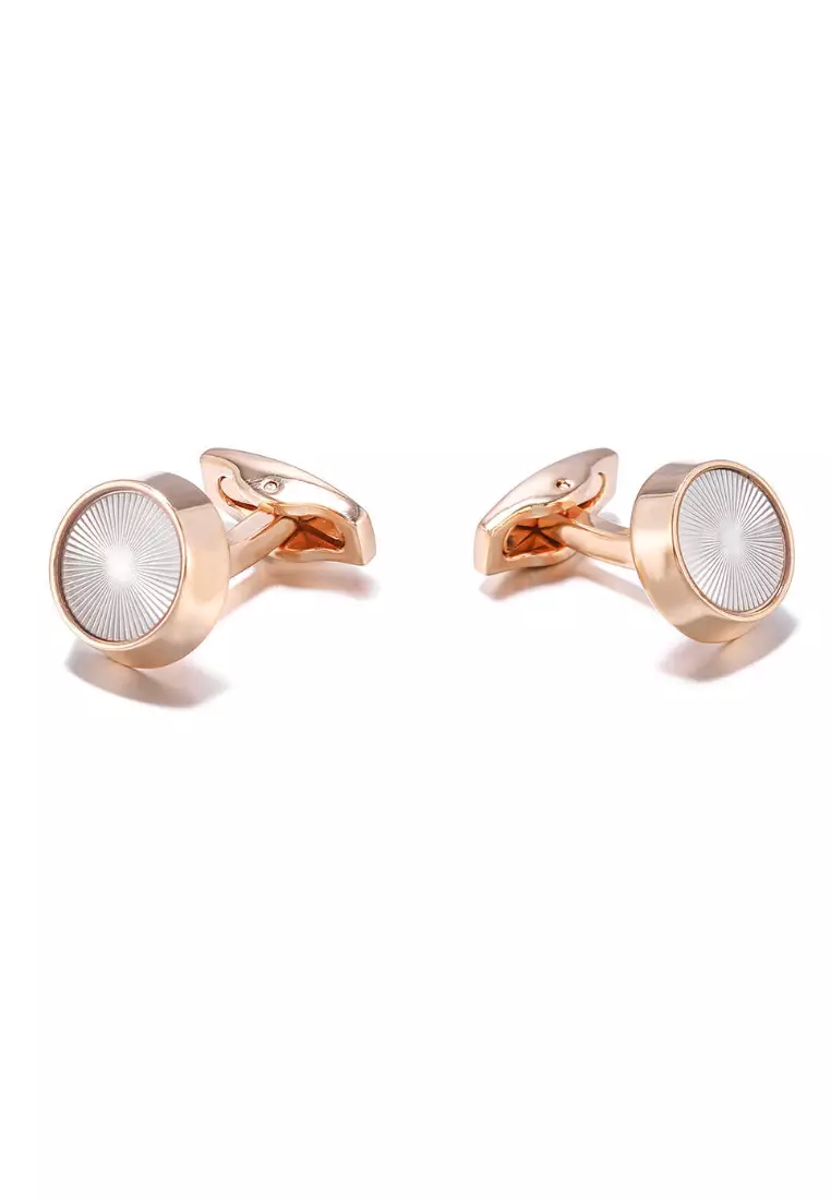 Kings Collection Rose Gold Geometric Pattern Cufflinks (KC10227)