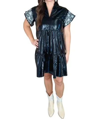 Layerz Clothing Eve Dress In Black Metallic