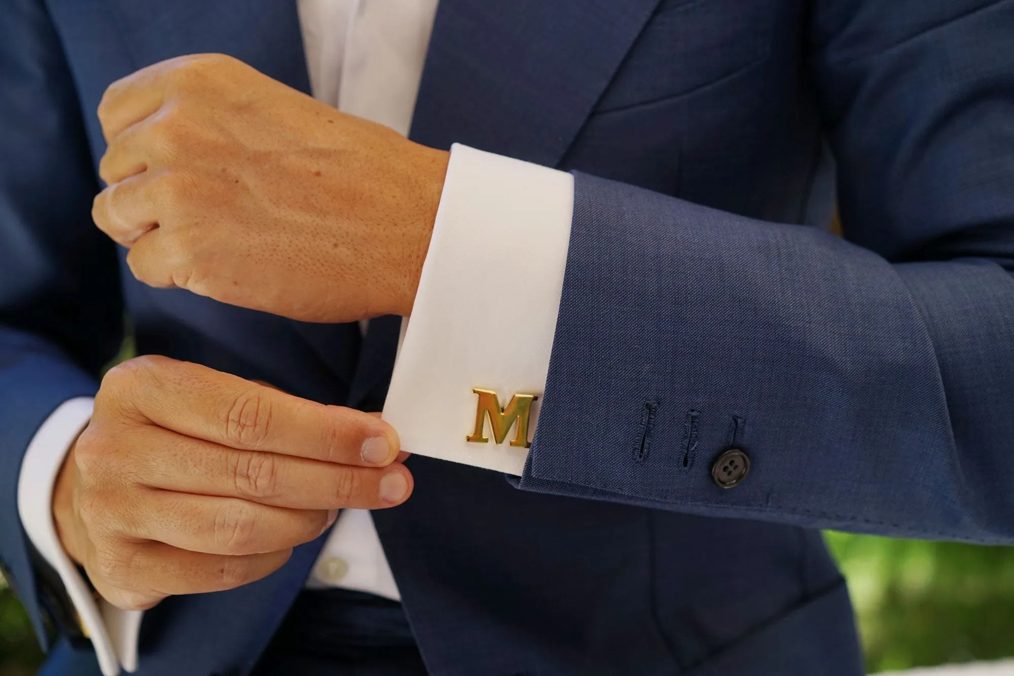 Letter M Gold Cufflinks