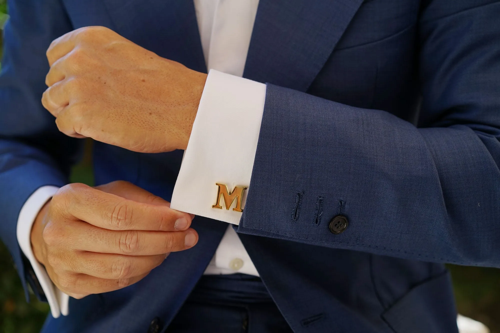 Letter M Gold Cufflinks