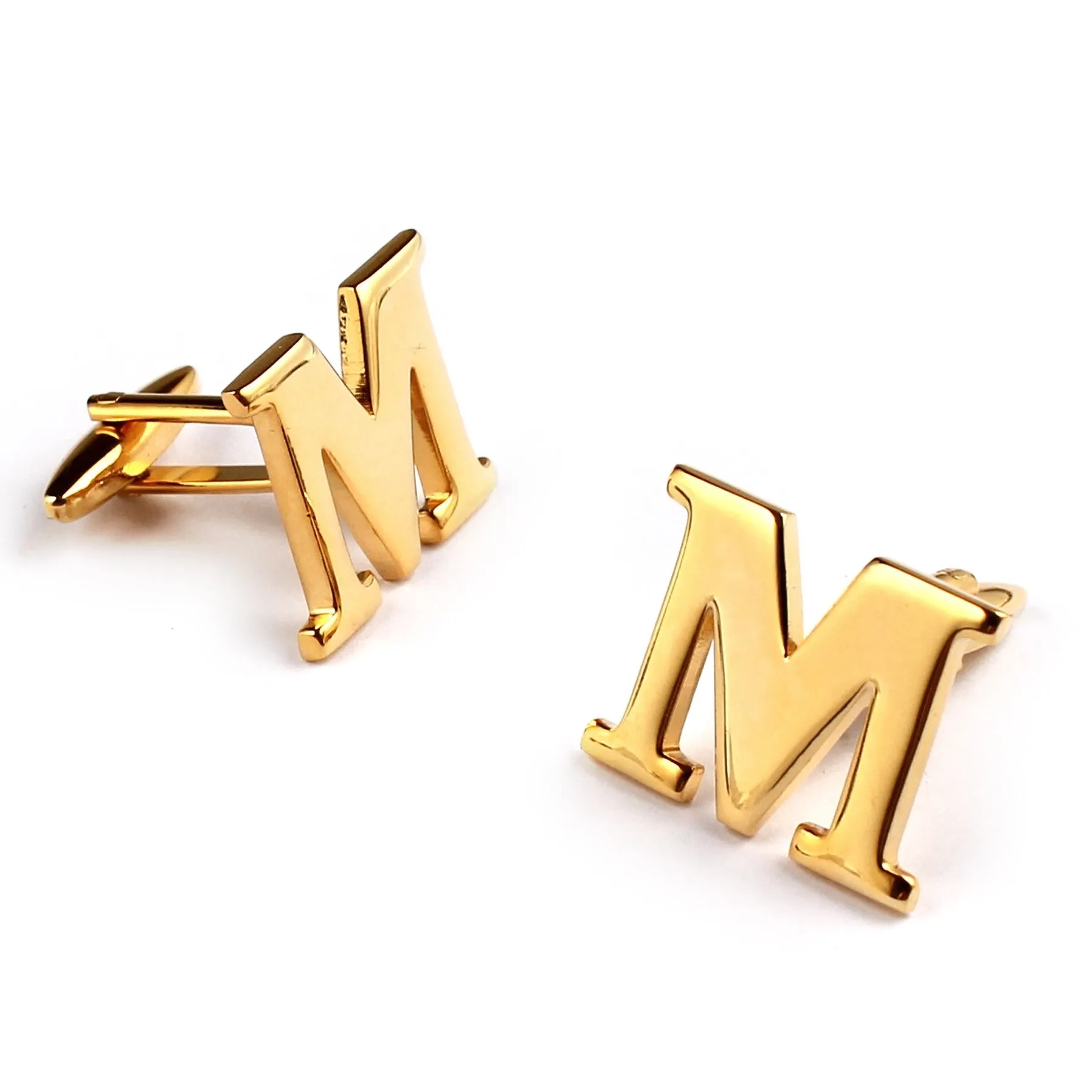 Letter M Gold Cufflinks