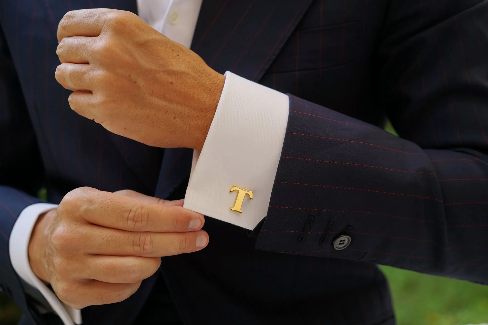 Letter T Gold Cufflinks